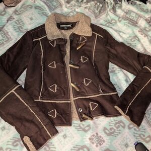 Dollhouse Brown Toggle Jacket with Cream Accents